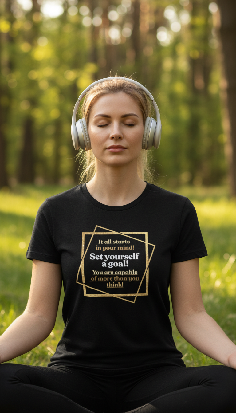 Camiseta para damas "It all starts in your mine. Set yourself a goal. You are capable of more than you think"