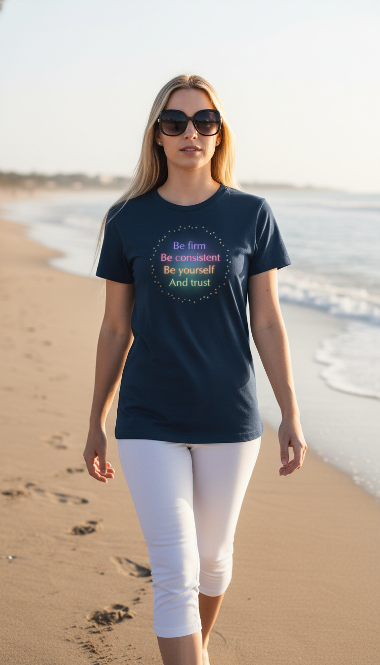 Camiseta para damas "Be firm. Be consistent. Be yourself. And trust"
