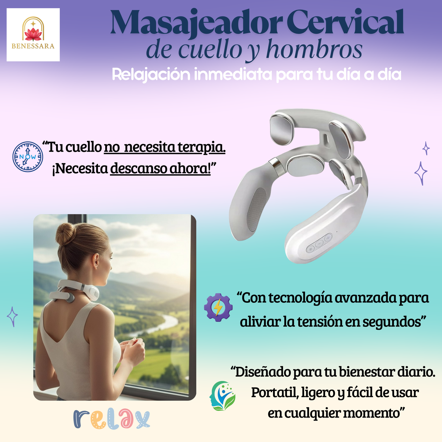 Masajeador Cervical portátil para Cuello y Hombros