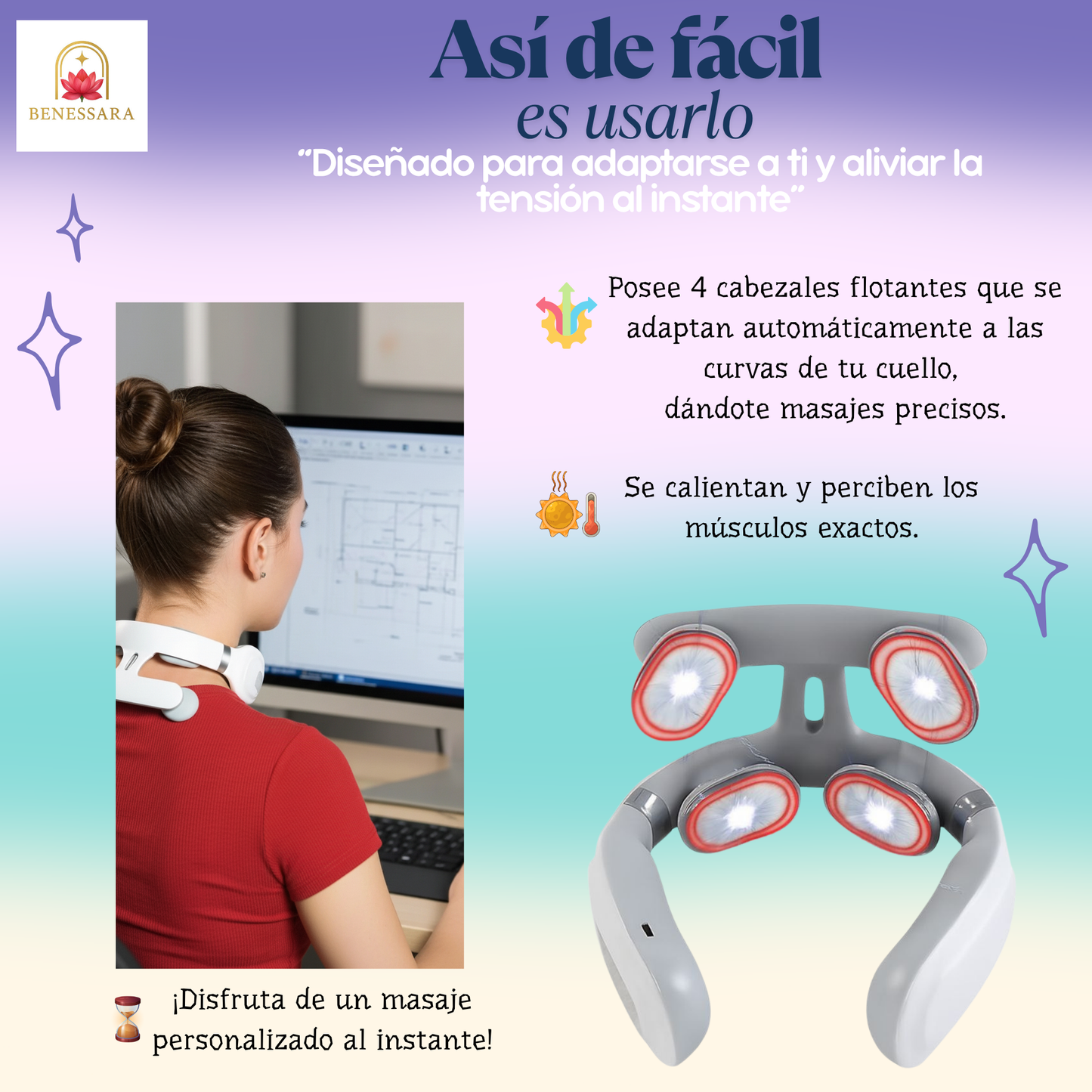 Masajeador Cervical portátil para Cuello y Hombros