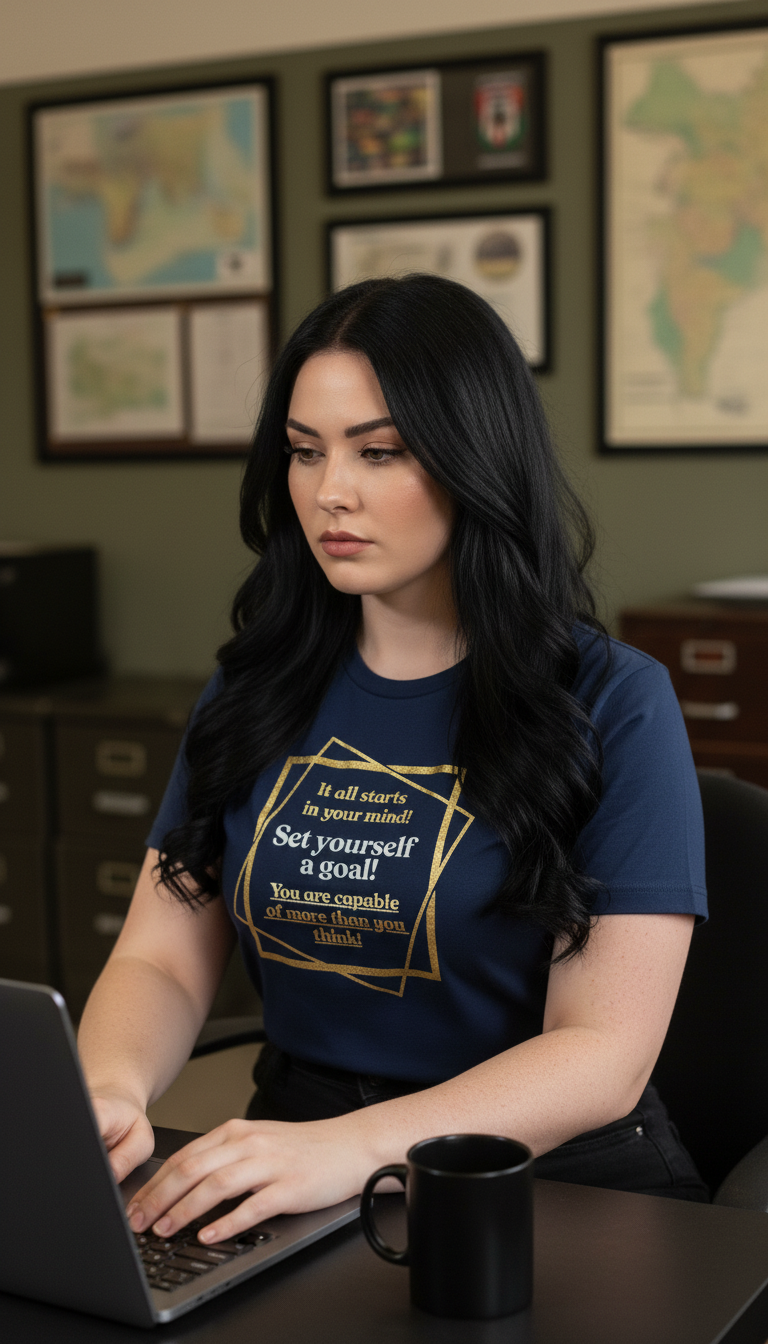 Camiseta para damas "It all starts in your mine. Set yourself a goal. You are capable of more than you think"