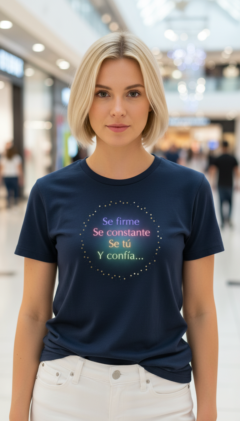 Camiseta para dama "Se firme. Se constante. Se tú. Y confía"