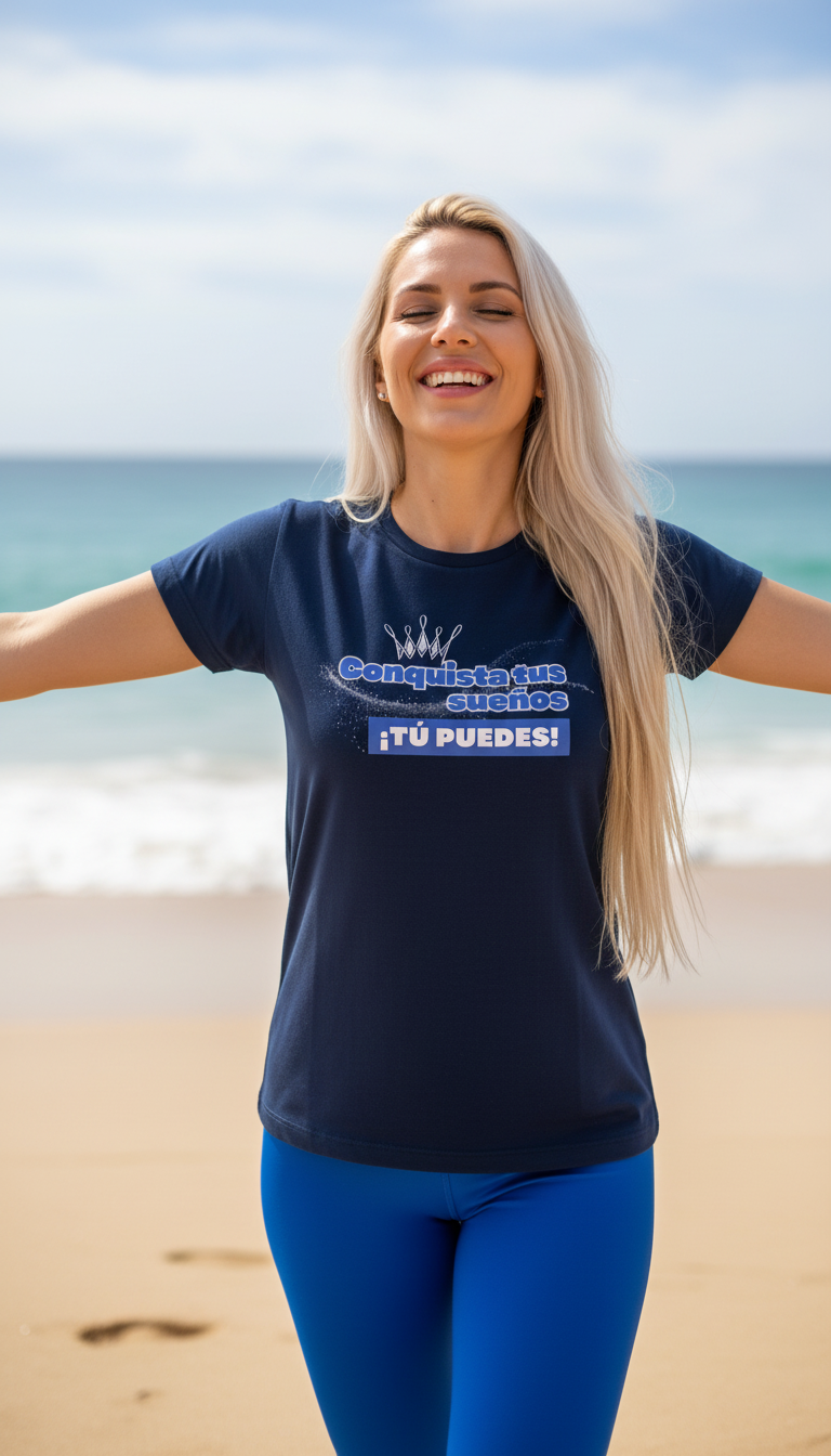 Camiseta para damas "Conquista tus sueños. Tú puedes"