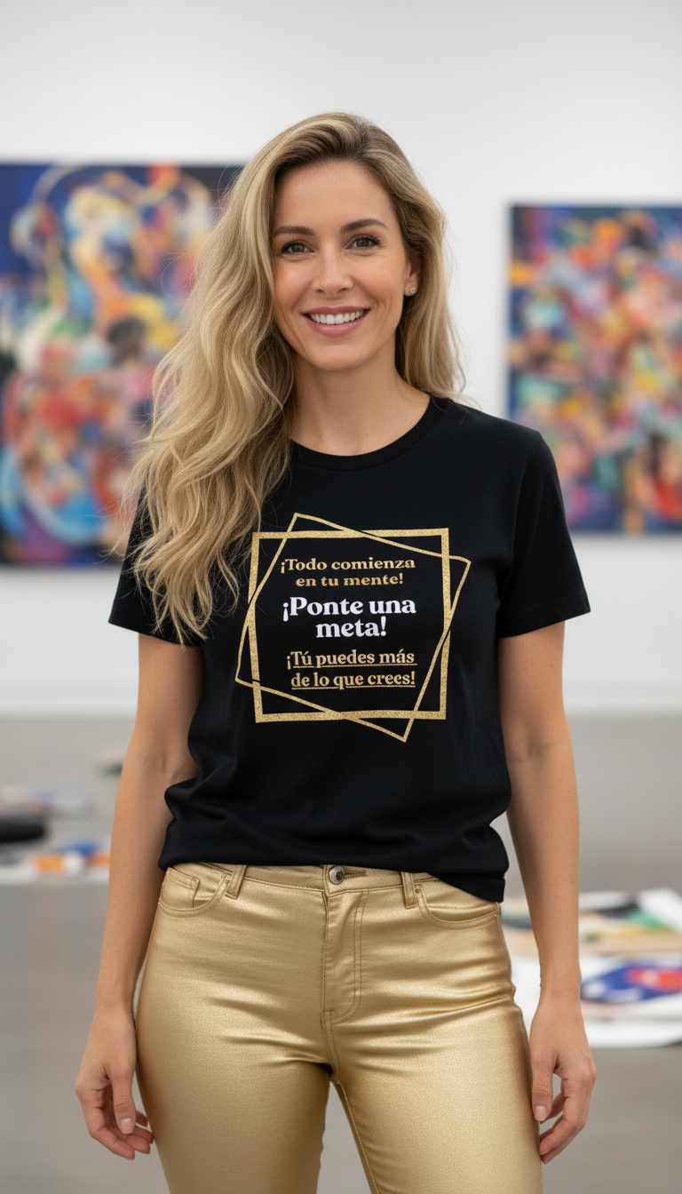 Camiseta para damas "Todo comienza en tu mente. Ponte una meta. Tú puedes más de lo crees"